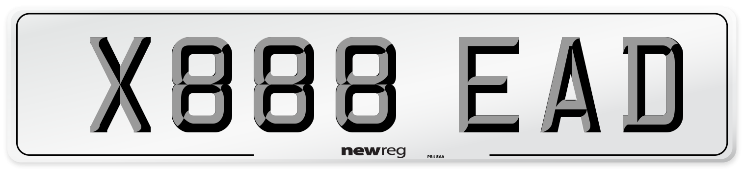 X888 EAD Number Plate from New Reg